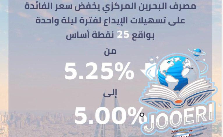 «البحرين المركزي» يخفض سعر الفائدة على ودائع الليلة الواحدة بمقدار 25 نقطة