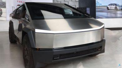 NEW YORK, NEW YORK - JULY 05: A Tesla Cybertruck is seen on display in a Tesla showroom.